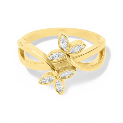 Flora Essence Band Ring | 925 Silver 18k Gold Plated Jewellery | Gold Vermeil Jewellery | Party Wear Ring