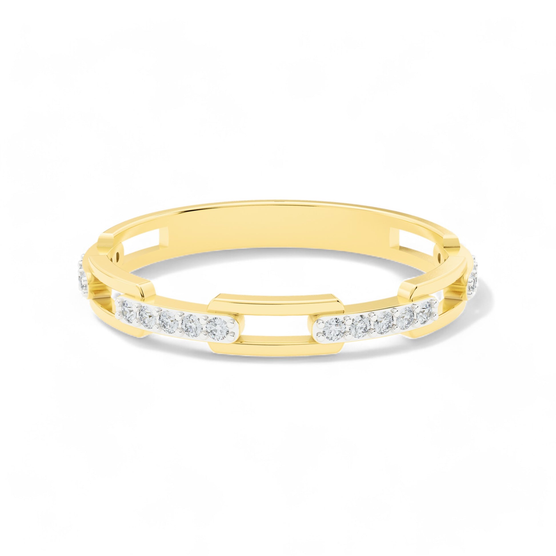 Luxe Chain Bar Diamond Band | Gold Diamond Jewellery | Lab Grown Diamond Jewellery  Ring