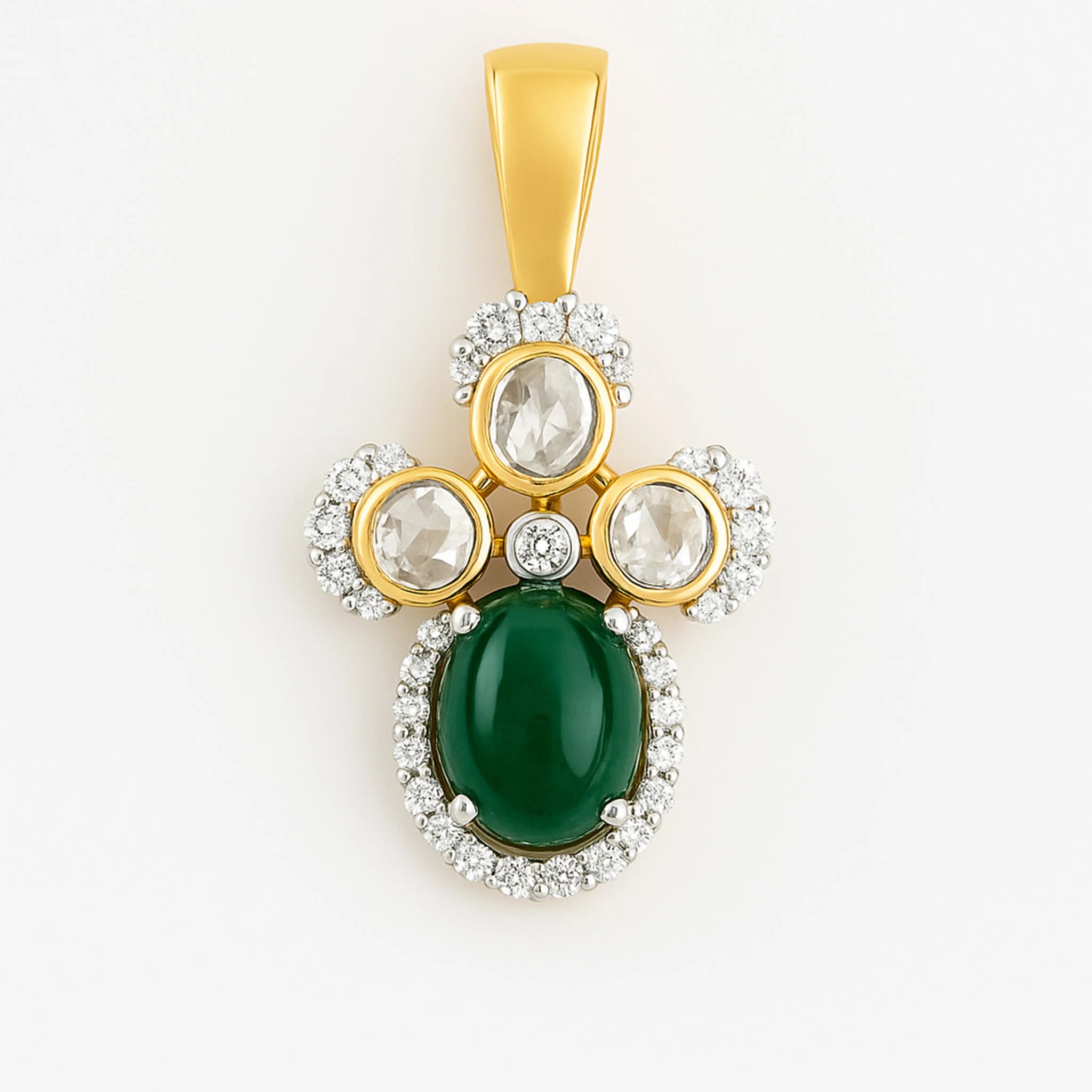 Verdant Glow Polki Pendant| 925 Silver 18k Gold Plated Jewellery