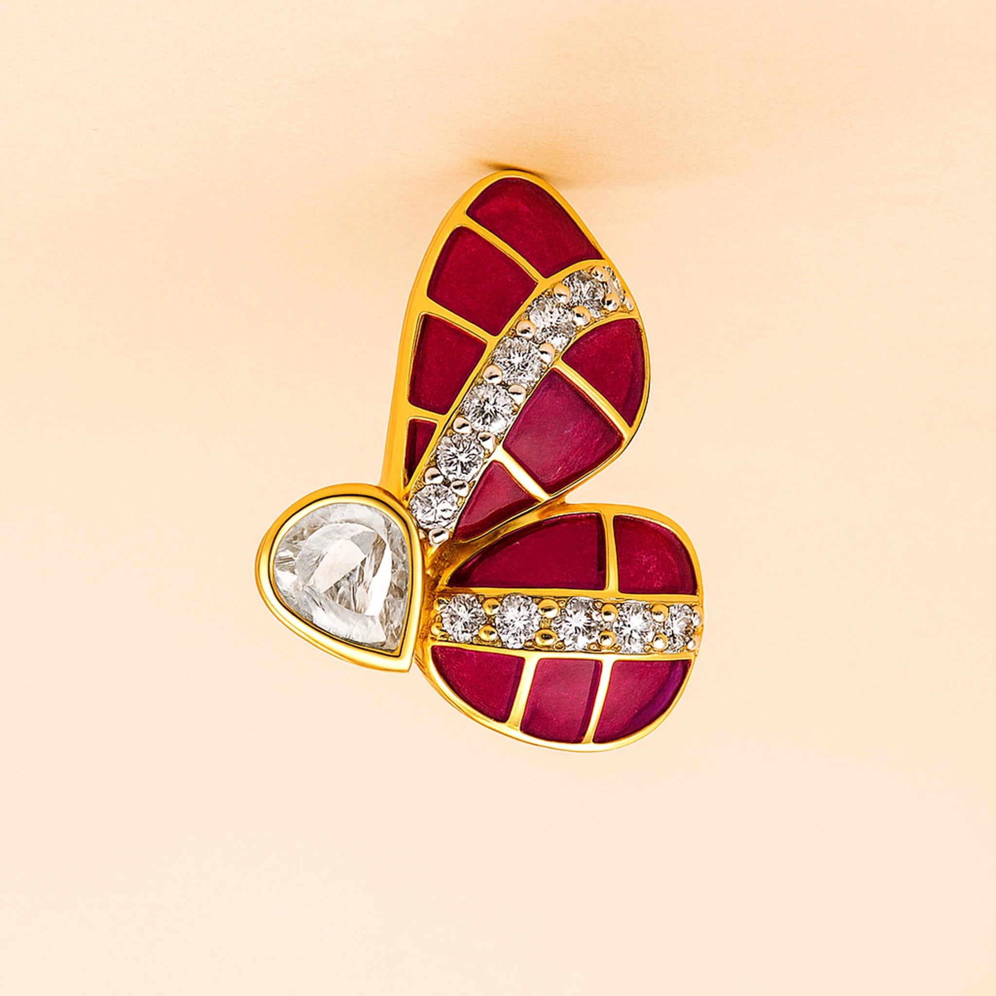 Crimson Wing Polki Earring | 925 Silver 18k Gold Plated Jewellery