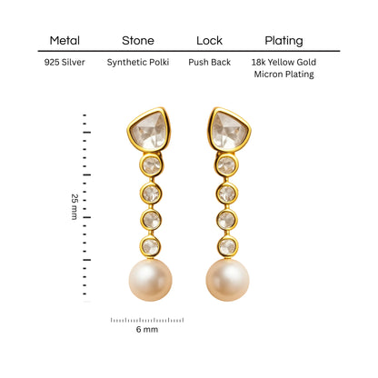 Raindrop Elegance Polki Earring | 925 Silver 18k Gold Plated Jewellery