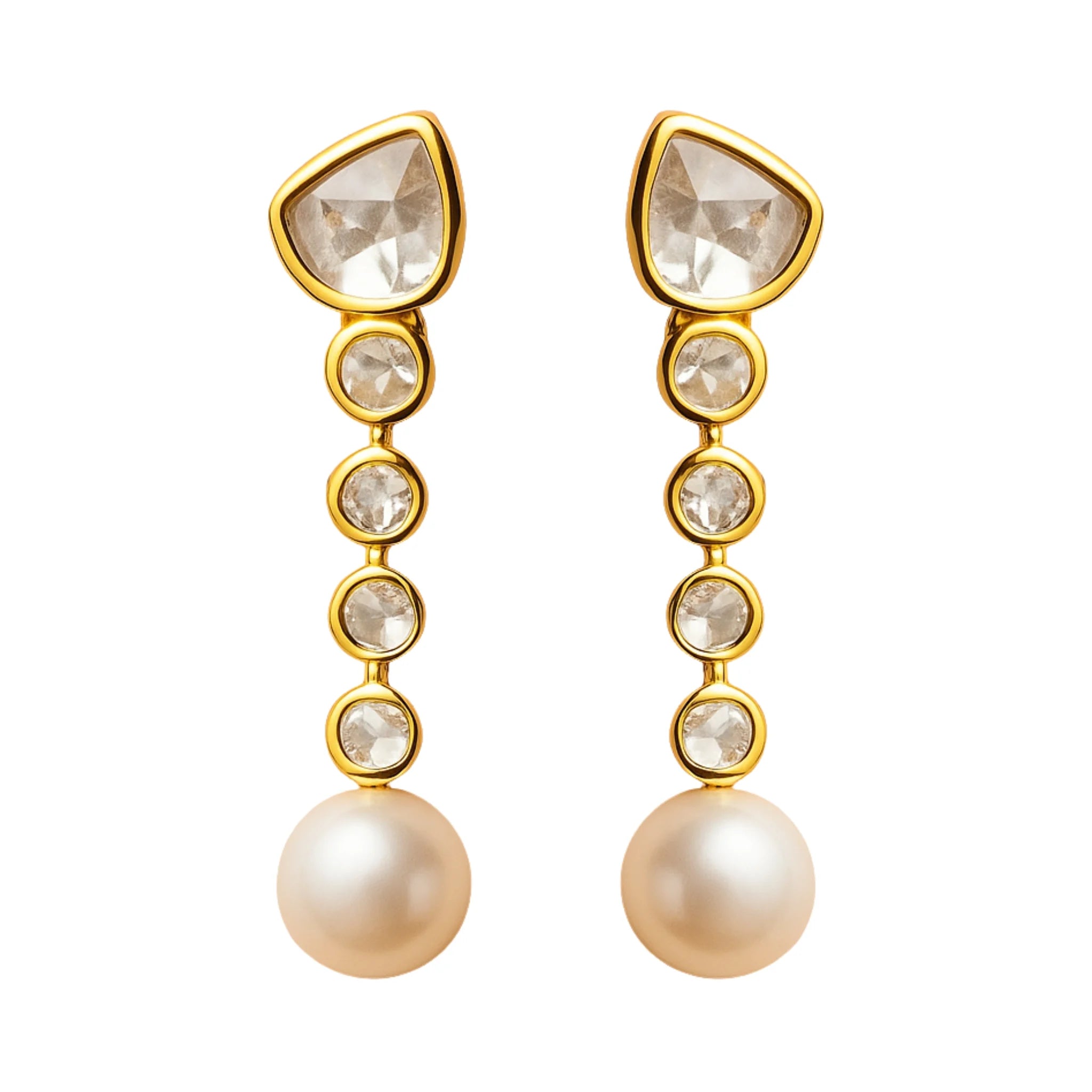 Raindrop Elegance Polki Earring | 925 Silver 18k Gold Plated Jewellery