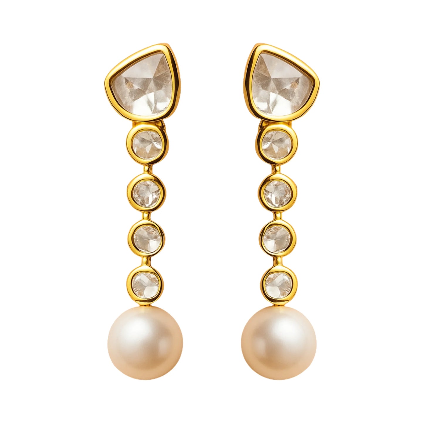 Raindrop Elegance Polki Earring | 925 Silver 18k Gold Plated Jewellery