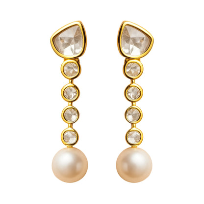 Raindrop Elegance Polki Earring | 925 Silver 18k Gold Plated Jewellery