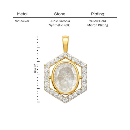 HexaGlow Polki Pendant | 925 Silver 18k Gold Plated Jewellery