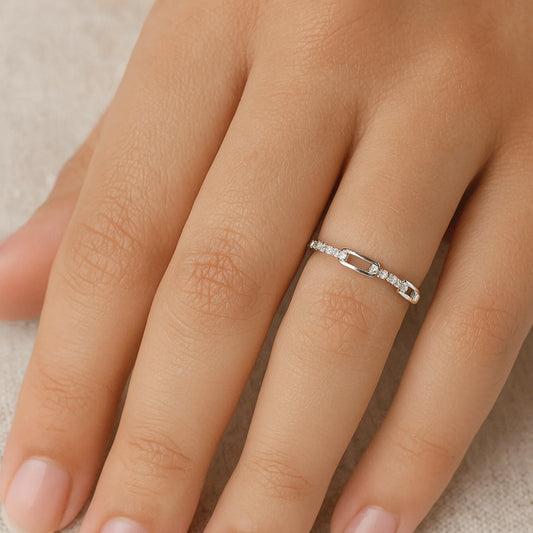Luxe Chain Bar Diamond Band | 925 Silver 18k Gold Plated Jewellery