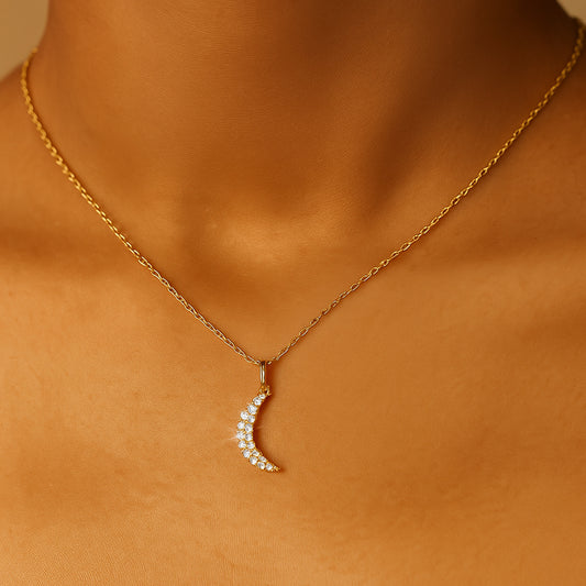 Crescent Shine Pendant | 925 Silver 18k Gold Plated Pendant