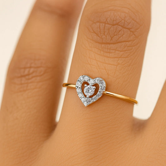 Diamond Heartbeat Ring | 925 Silver 18k Gold Plated Jewellery