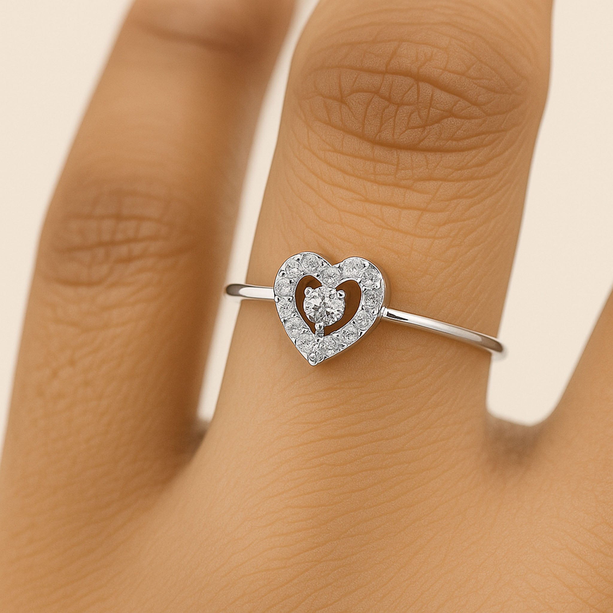 Diamond Heartbeat Ring | 925 Silver 18k Gold Plated Jewellery