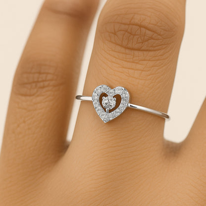 Diamond Heartbeat Ring | 925 Silver 18k Gold Plated Jewellery