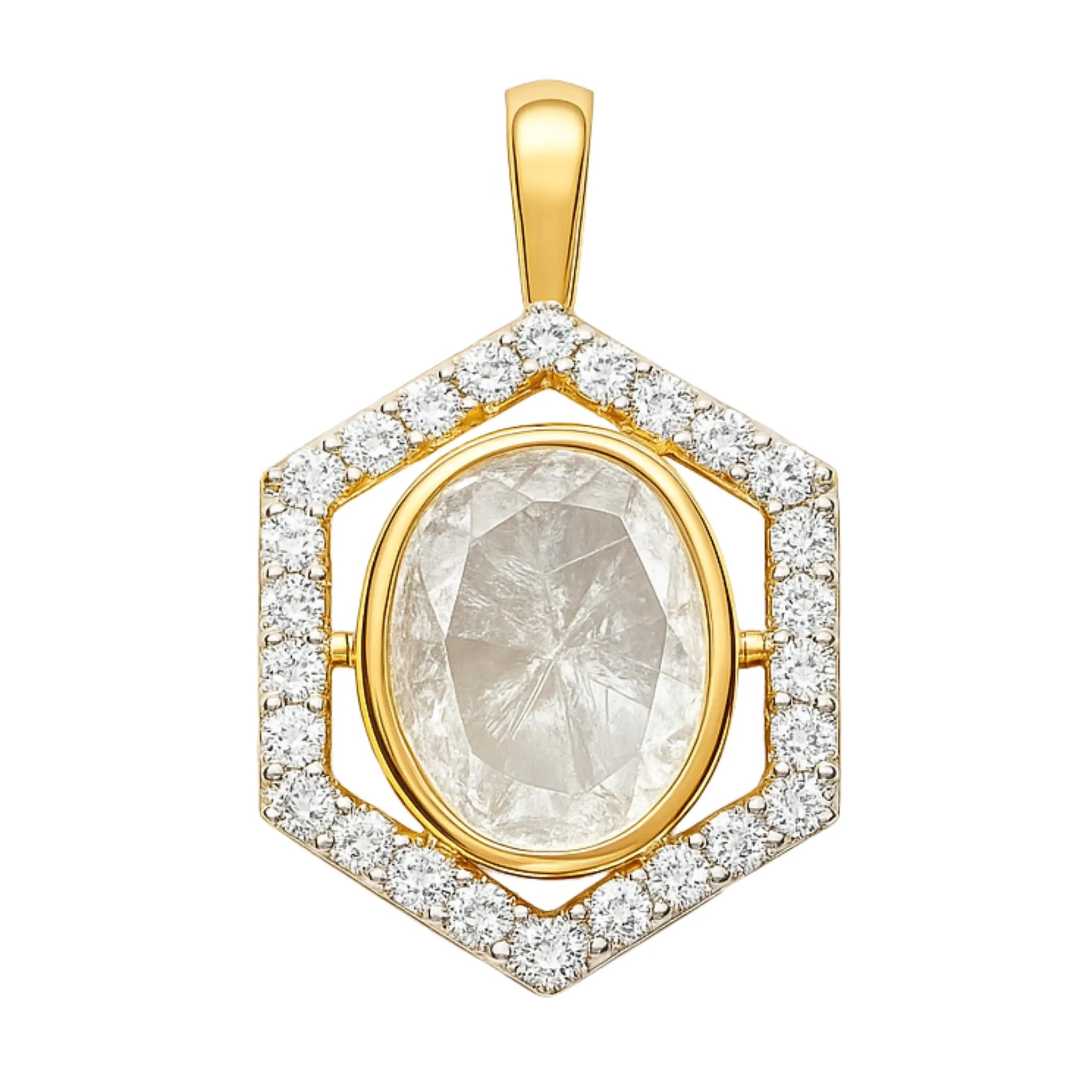 HexaGlow Polki Pendant | 925 Silver 18k Gold Plated Jewellery