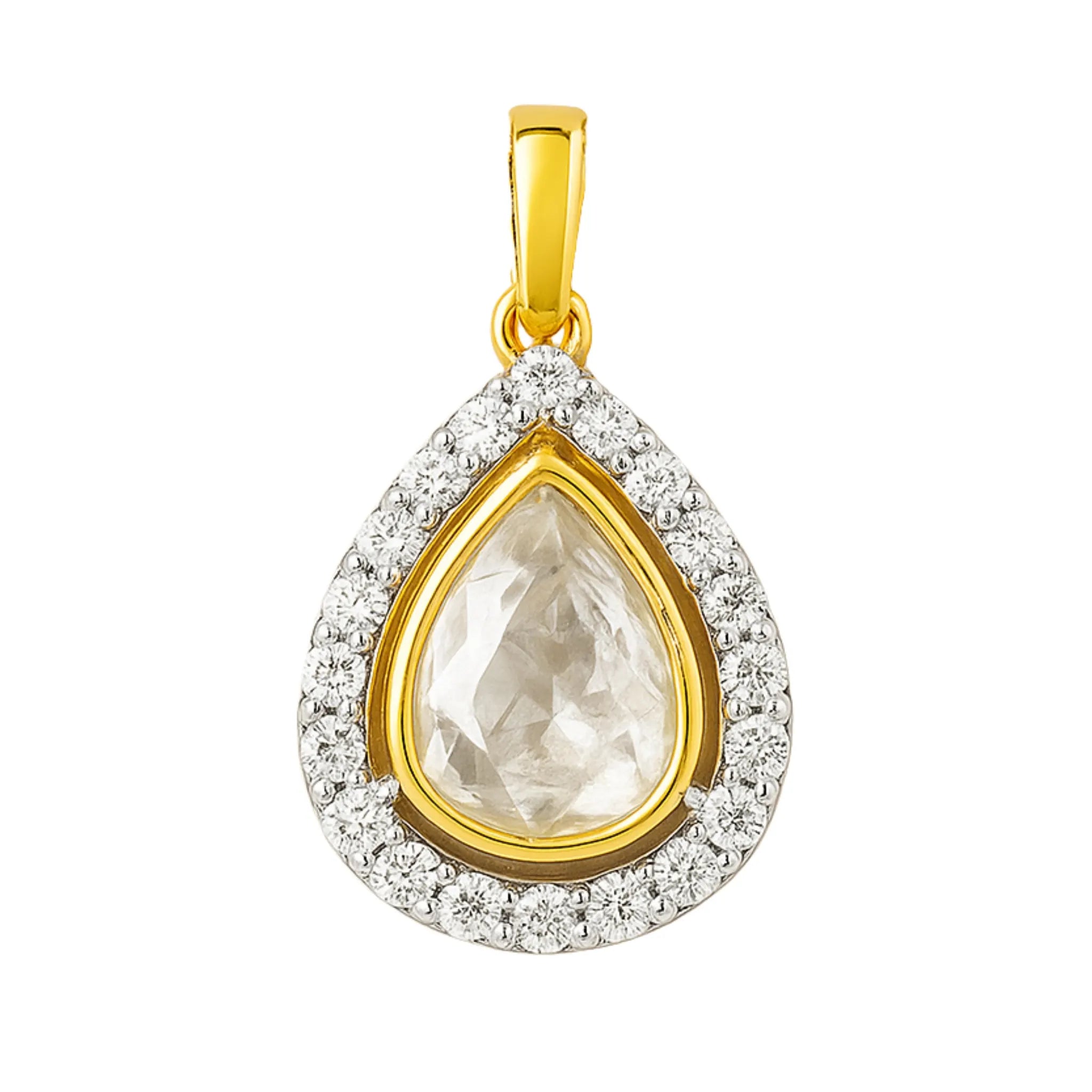 Eternal Teardrop Polki Pendant | 925 Silver 18k Gold Plated Jewellery