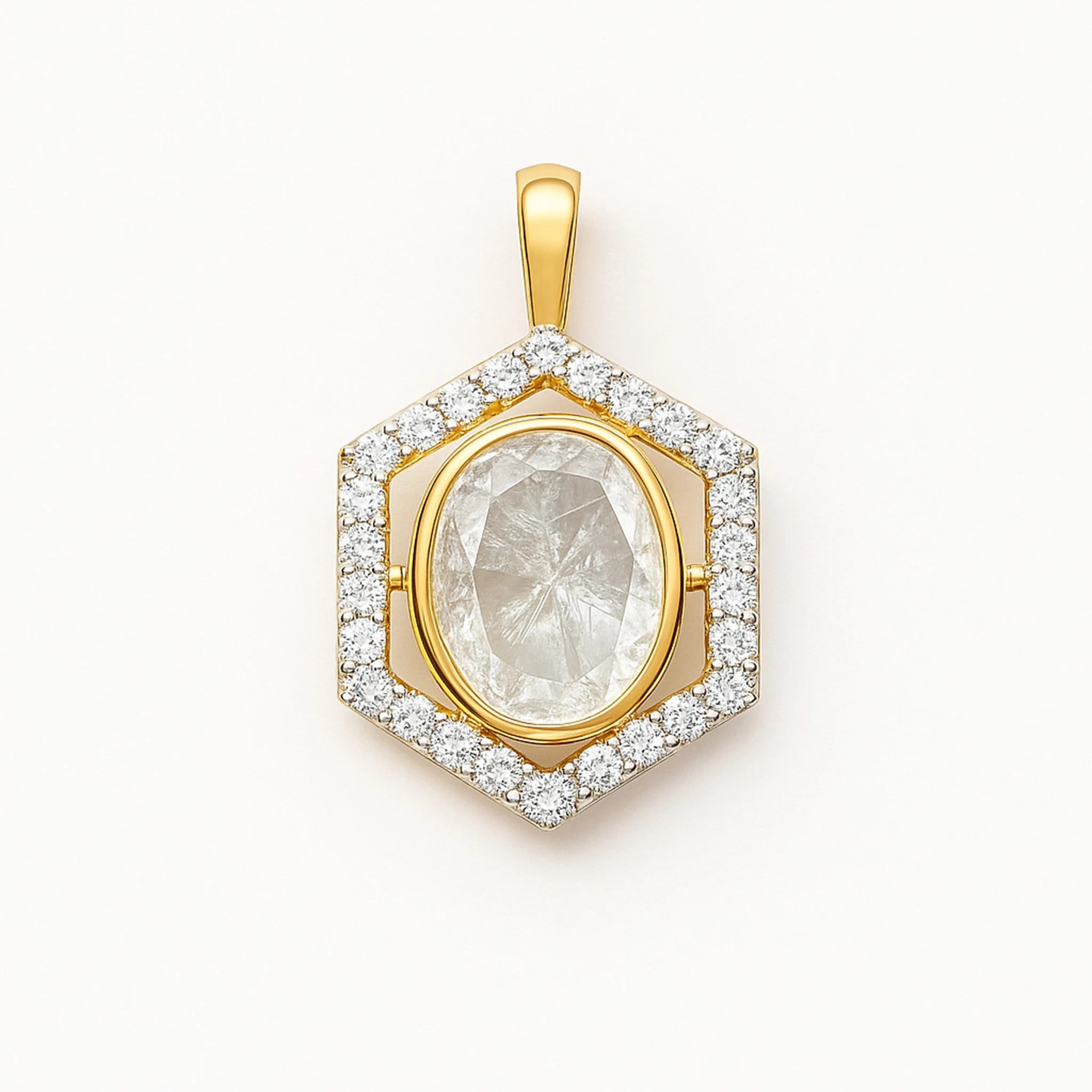 HexaGlow Polki Pendant | 925 Silver 18k Gold Plated Jewellery