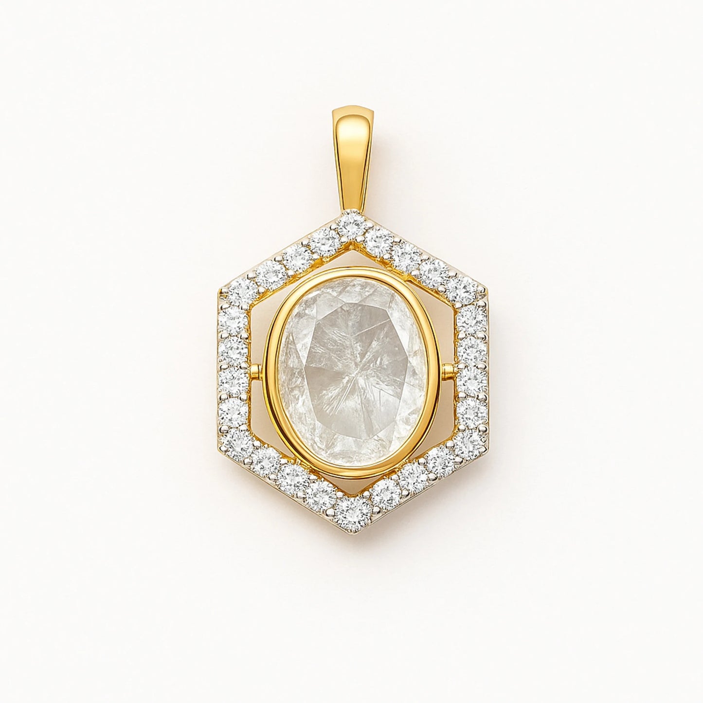 HexaGlow Polki Pendant | 925 Silver 18k Gold Plated Jewellery