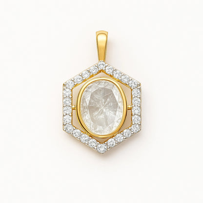 HexaGlow Polki Pendant | 925 Silver 18k Gold Plated Jewellery