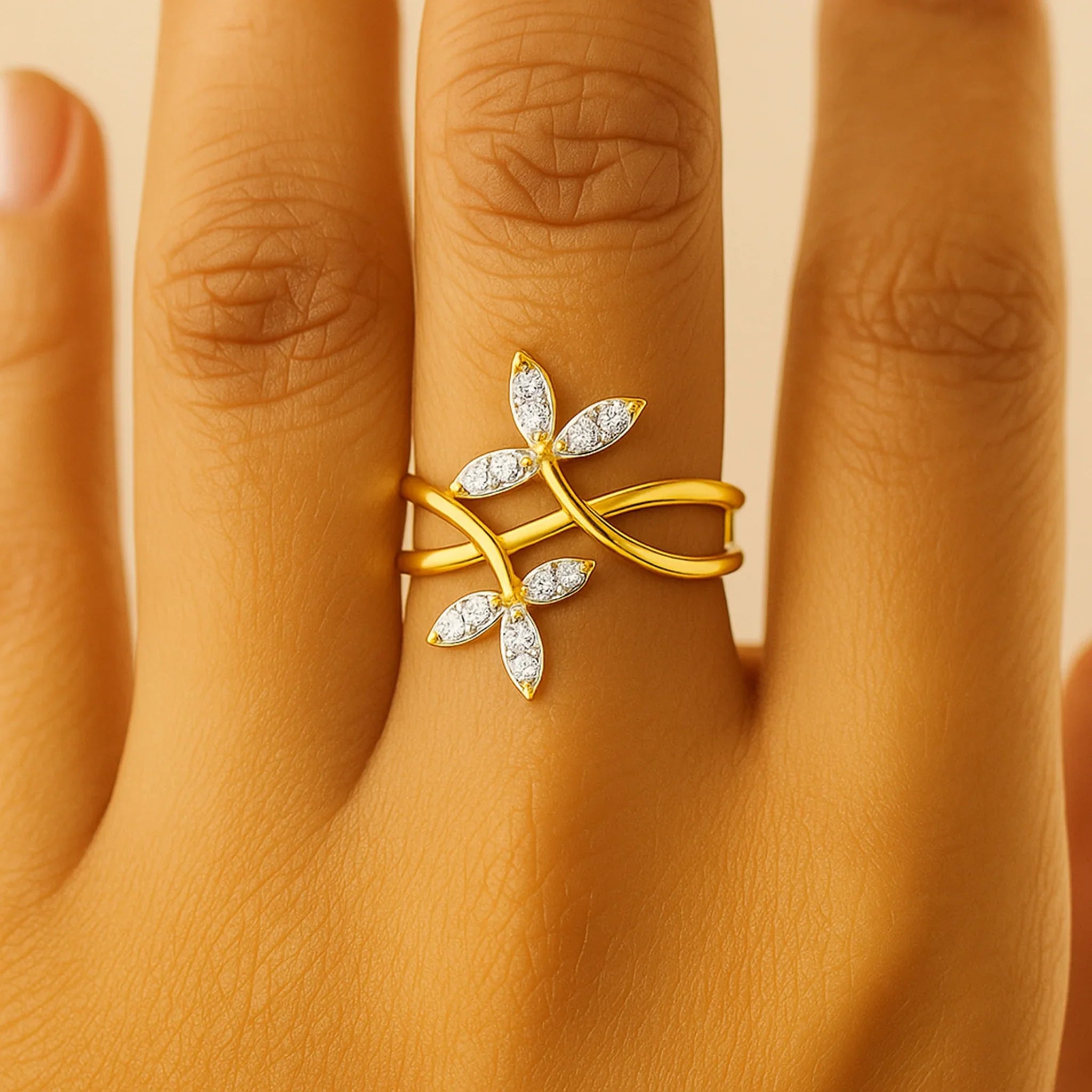 Flora Essence Band Ring | 925 Silver 18k Gold Plated Jewellery