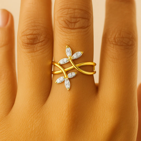 Flora Essence Band Ring | 925 Silver 18k Gold Plated Jewellery