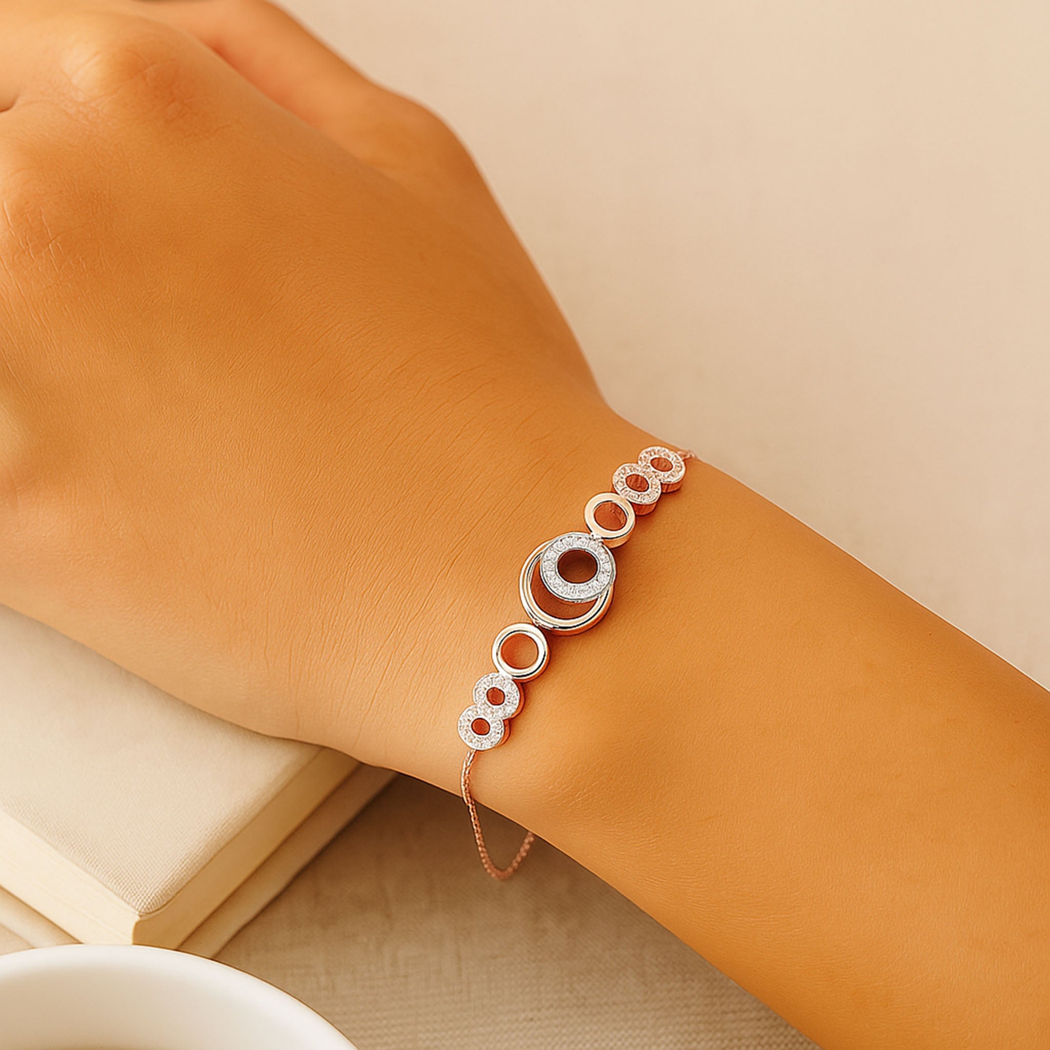 Geometric Grace Bracelet | Silver CZ Gold Plated Jewellery