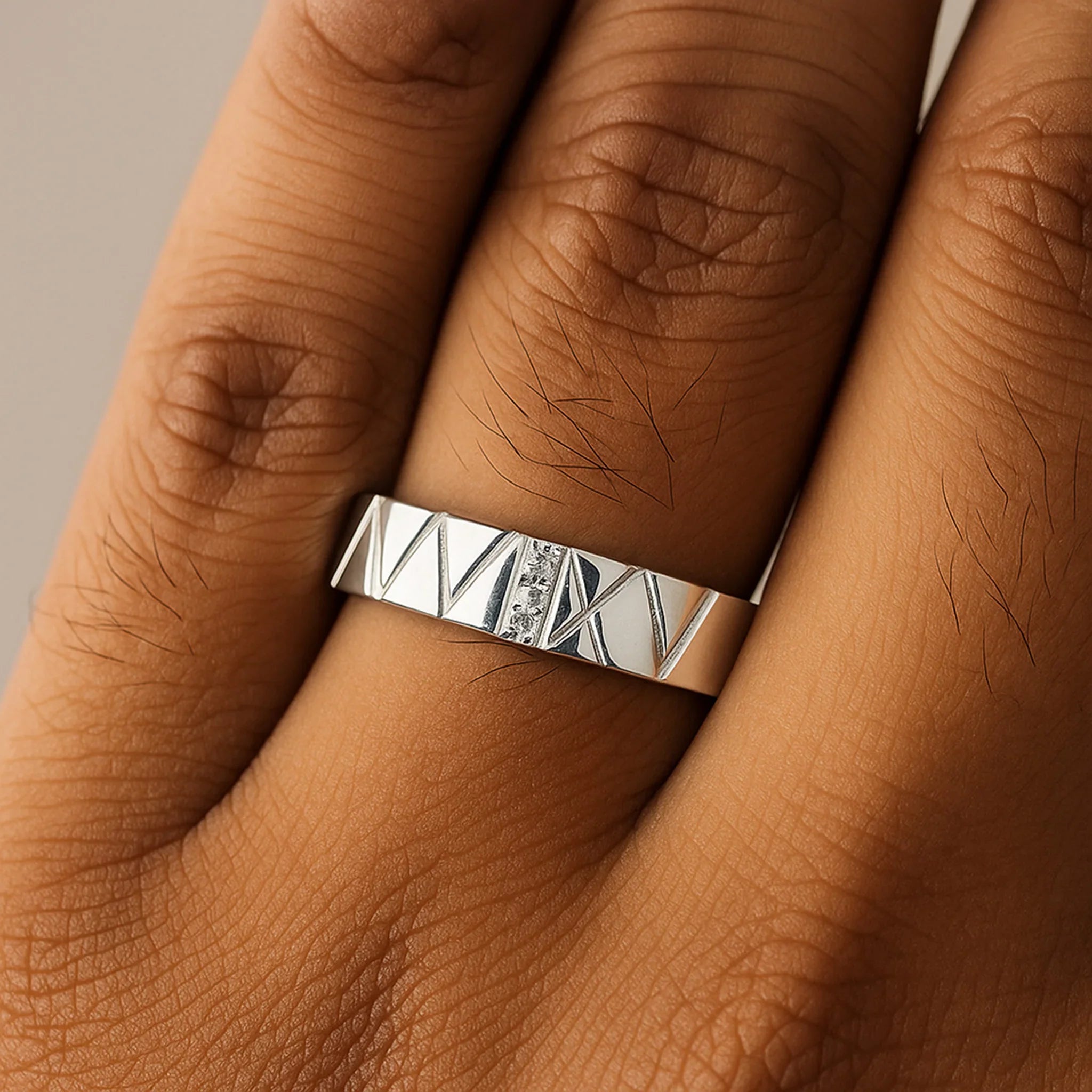 Groove of Nature Studded Ring | 925 Silver 18k Gold Plated Jewellery