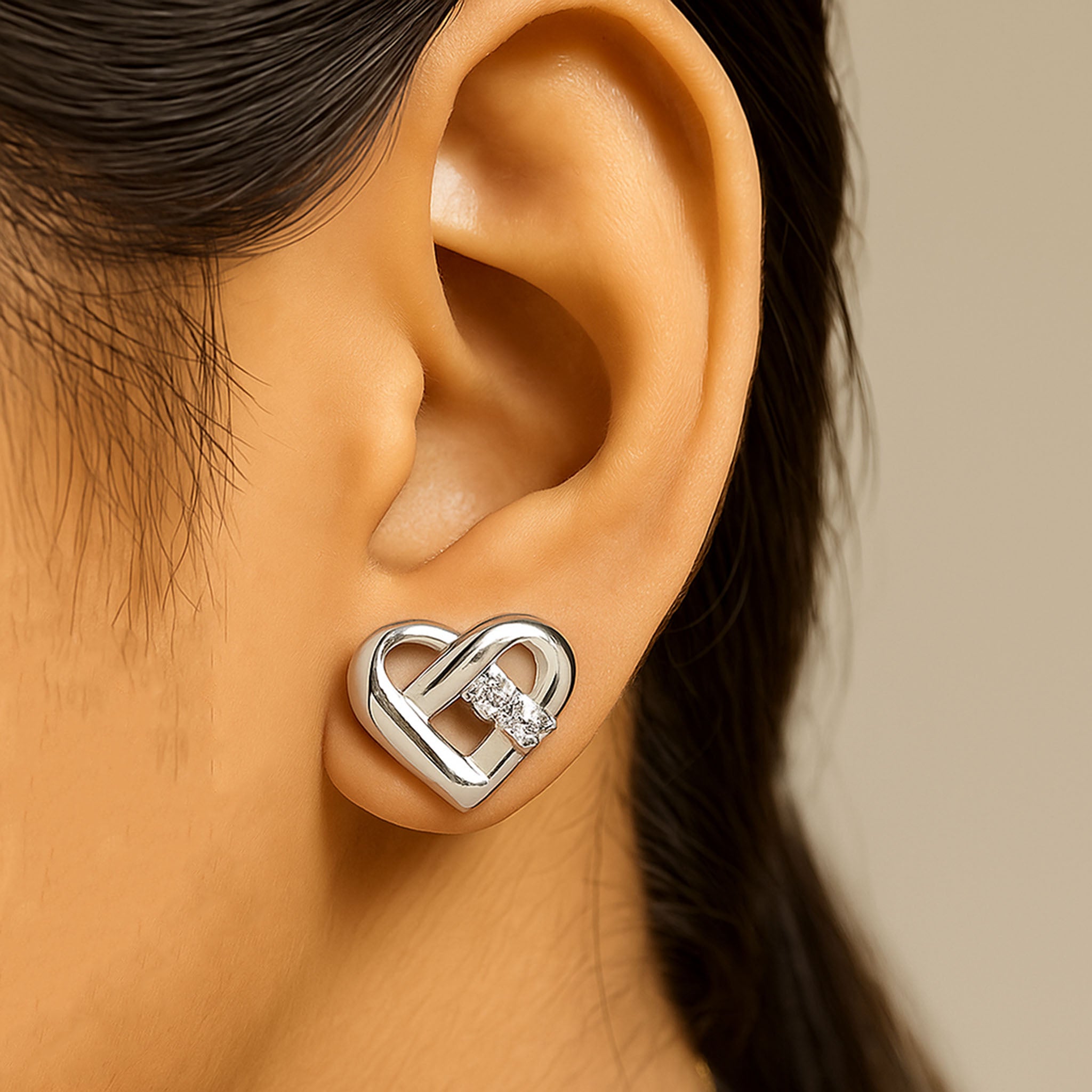 925 Silver Sweetheart Stud CZ Earrings | 18k Gold Plated