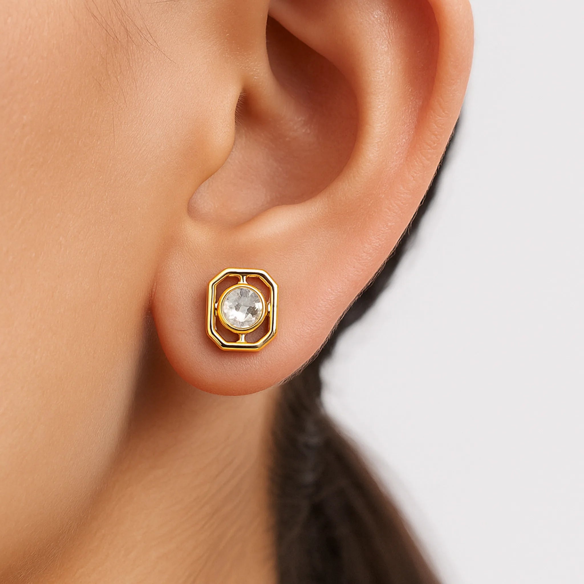 GeoLuxe Polki Earring | 925 Silver 18k Gold Plated Jewellery