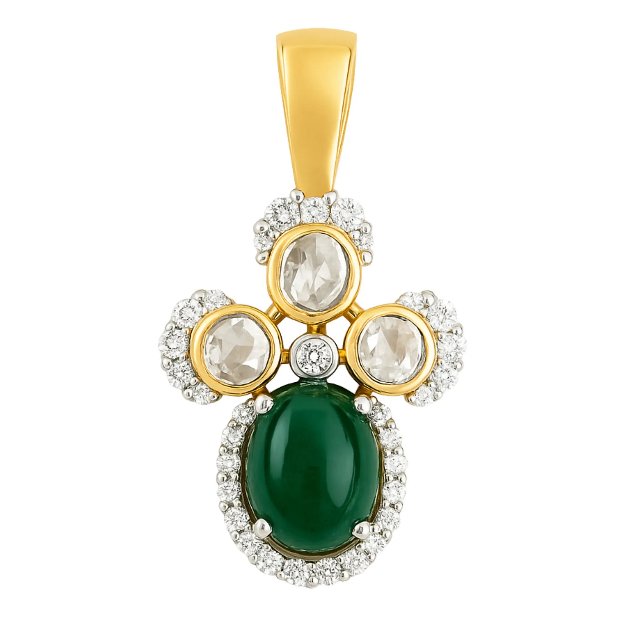 Verdant Glow Polki Pendant| 925 Silver 18k Gold Plated Jewellery