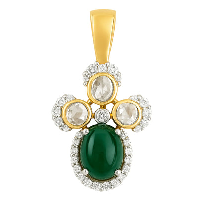 Verdant Glow Polki Pendant| 925 Silver 18k Gold Plated Jewellery