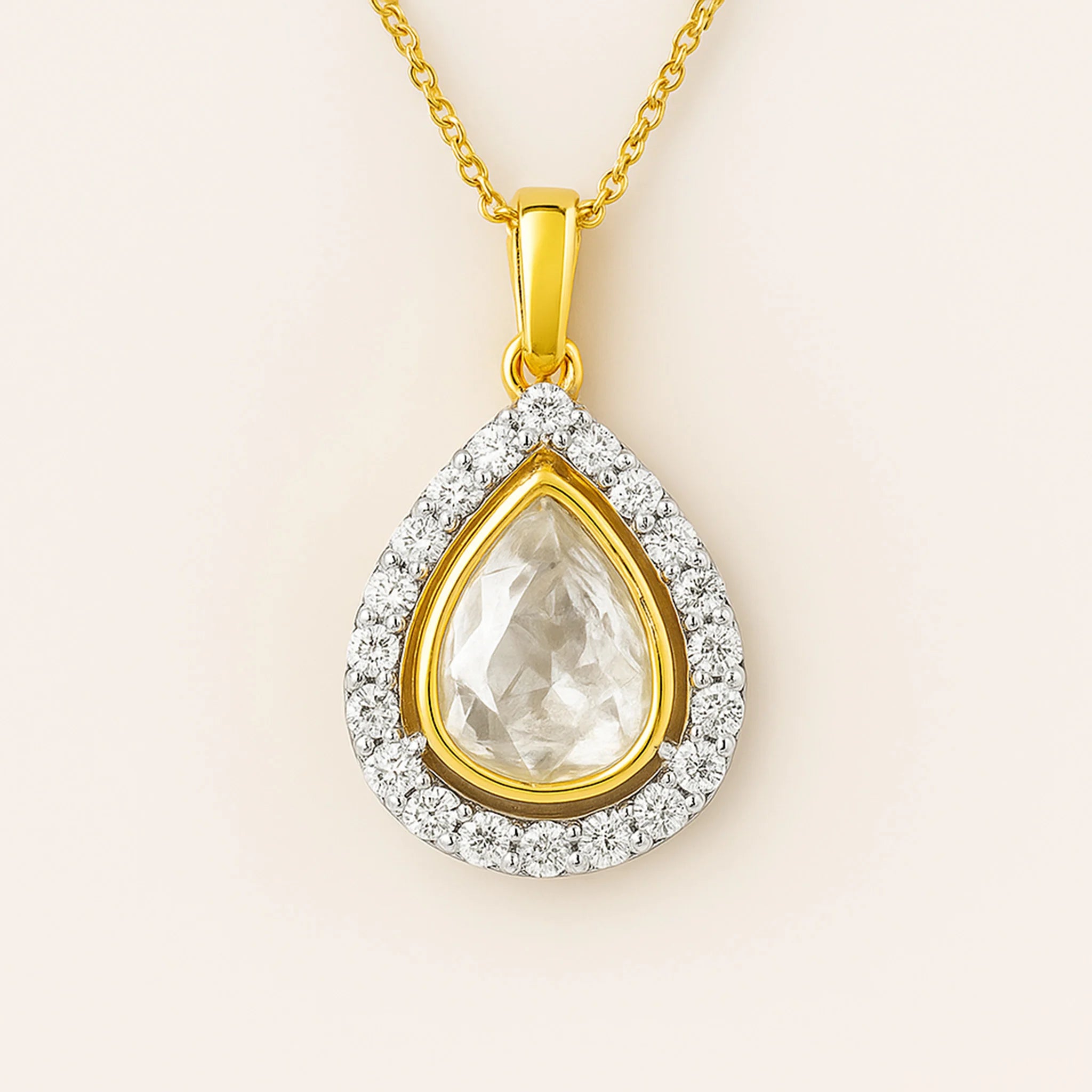 Eternal Teardrop Polki Pendant | 925 Silver 18k Gold Plated Jewellery
