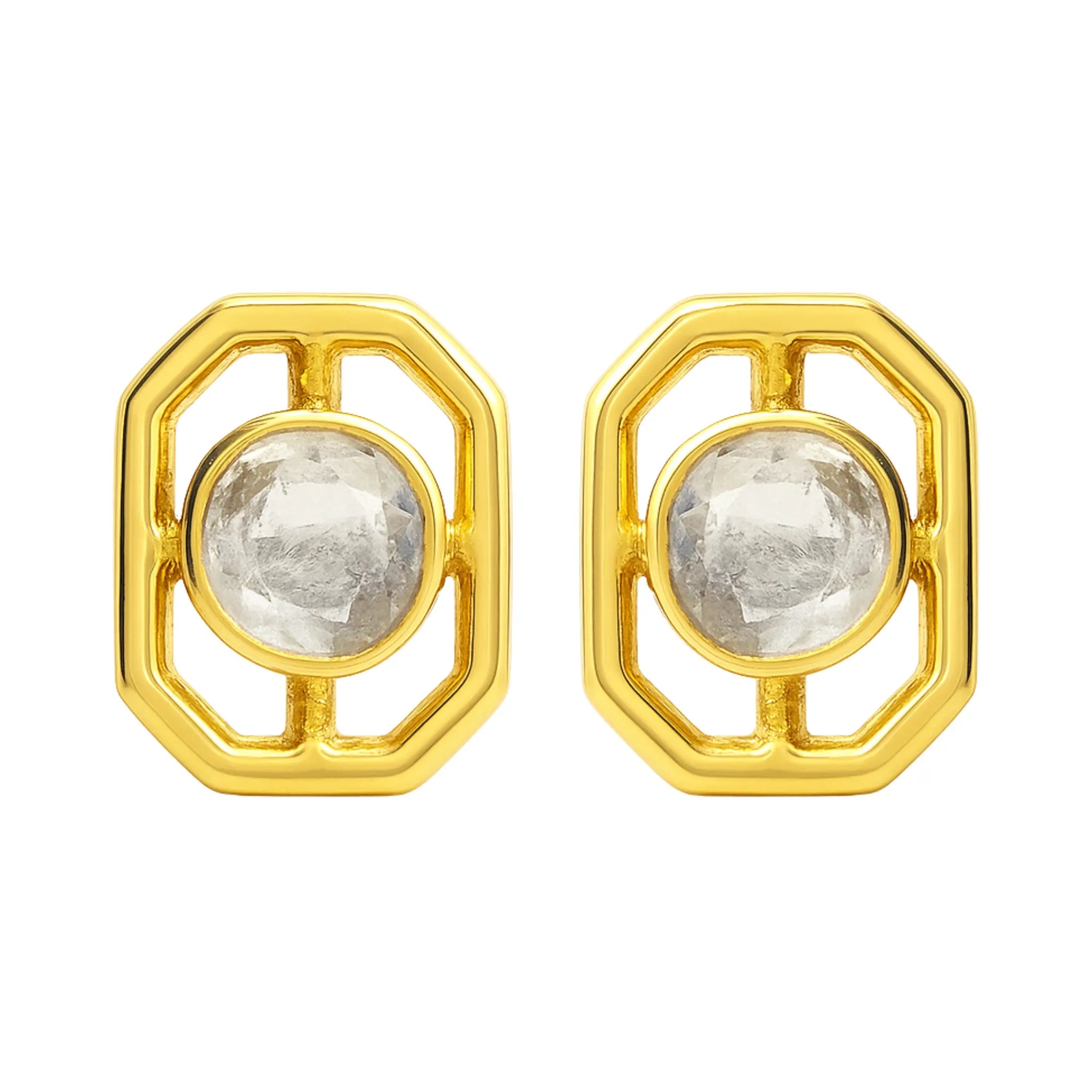 GeoLuxe Polki Earring | 925 Silver 18k Gold Plated Jewellery