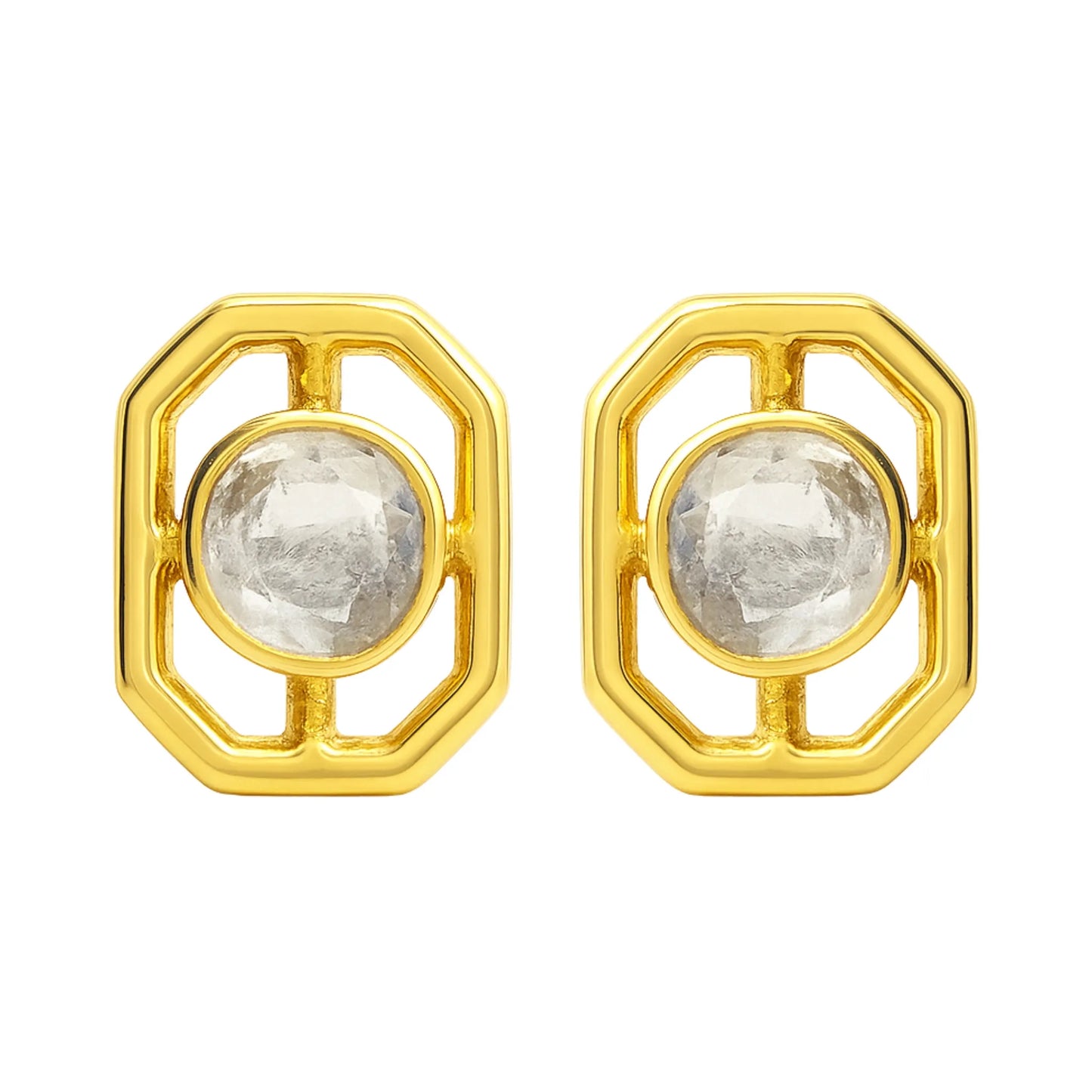 GeoLuxe Polki Earring | 925 Silver 18k Gold Plated Jewellery