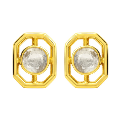 GeoLuxe Polki Earring | 925 Silver 18k Gold Plated Jewellery