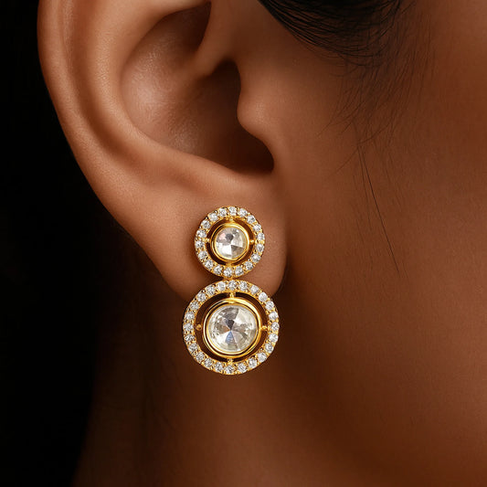 Gilded Orbit Polki Earring | 925 Silver 18k Gold Plated Jewellery