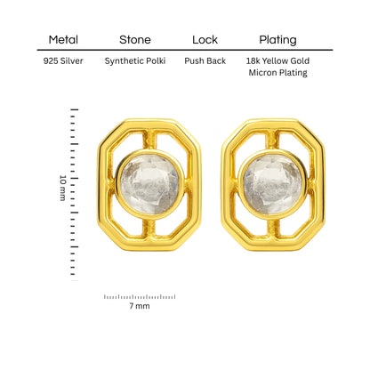 GeoLuxe Polki Earring | 925 Silver 18k Gold Plated Jewellery