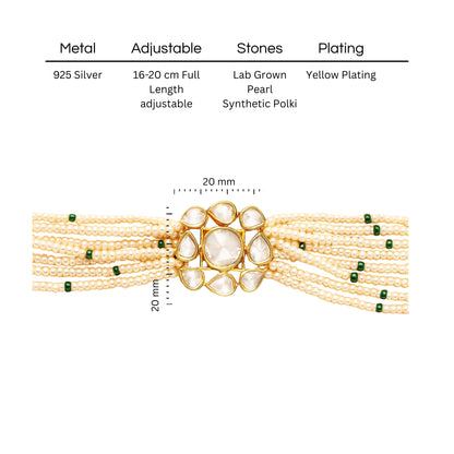 Pearl Radiance Polki Bracelet | 925 Silver 18K Gold Plated Jewellery