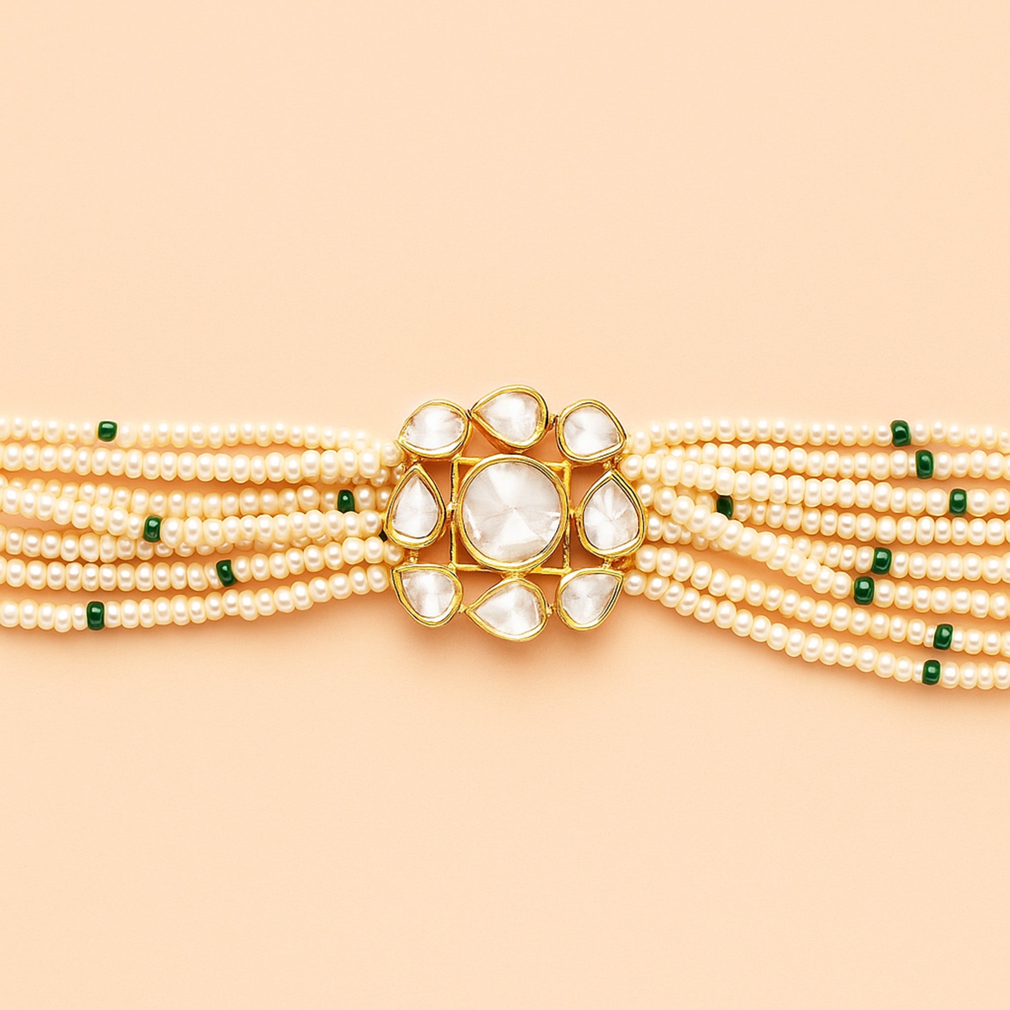 Pearl Radiance Polki Bracelet | 925 Silver 18K Gold Plated Jewellery