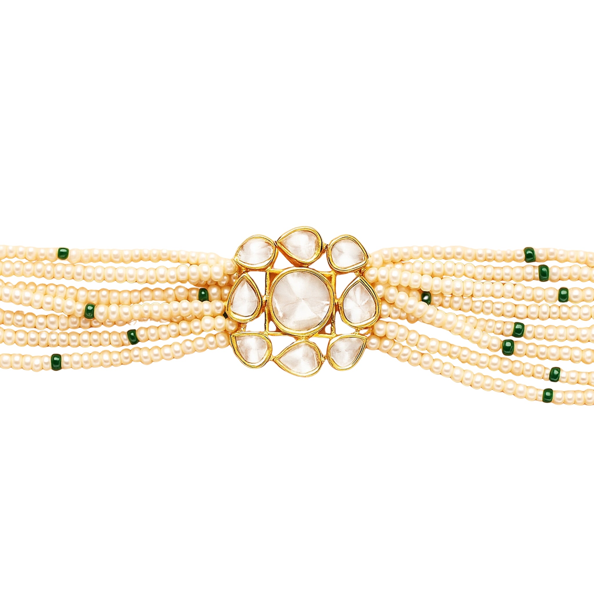 Pearl Radiance Polki Bracelet | 925 Silver 18K Gold Plated Jewellery