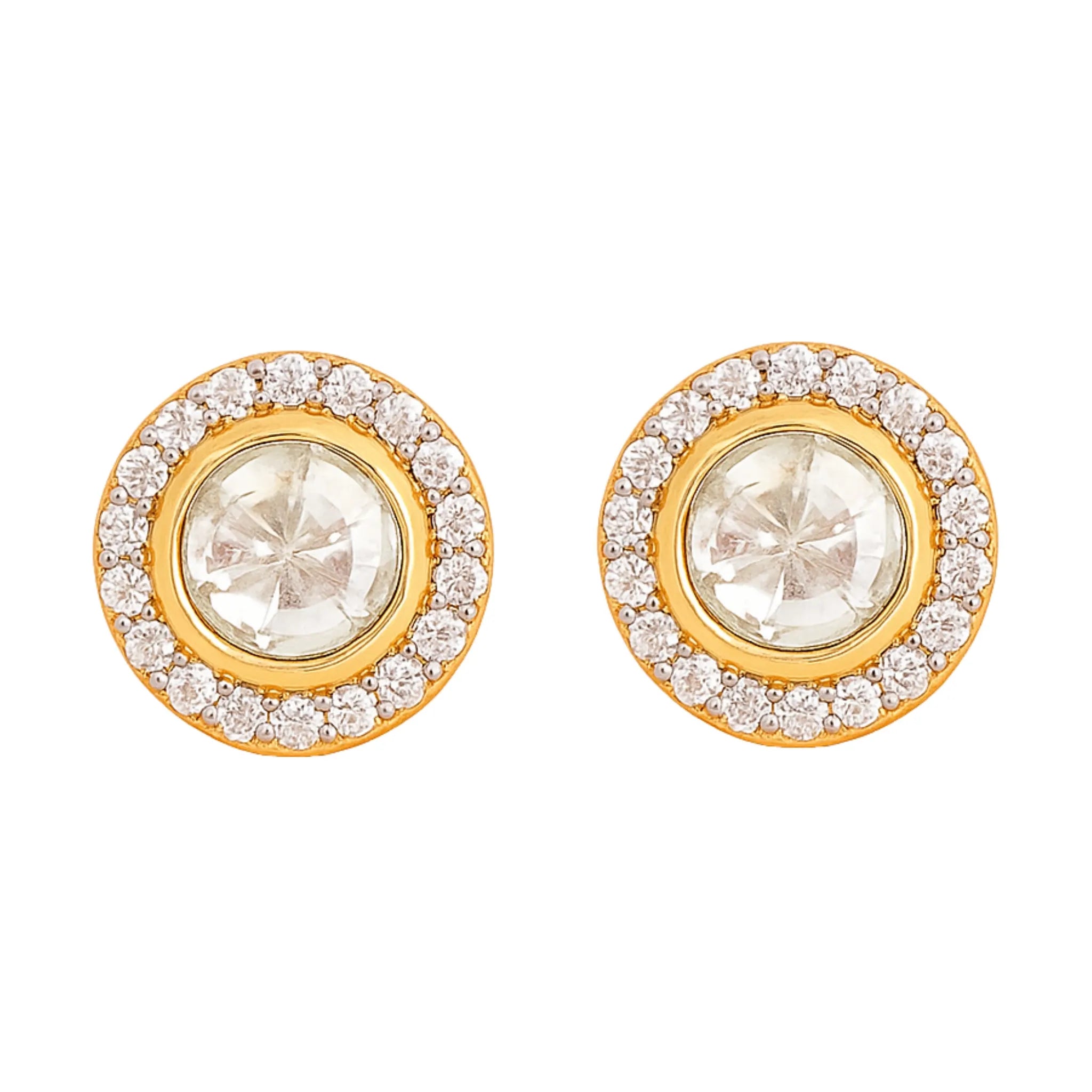 Radiant Orbit Polki Earring | 925 Silver 18k Gold Plated Jewellery