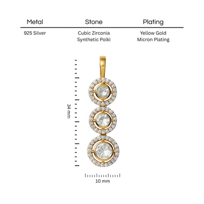 Glided Orbit Polki Pendant | 925 Silver 18k Gold Plated Jewellery
