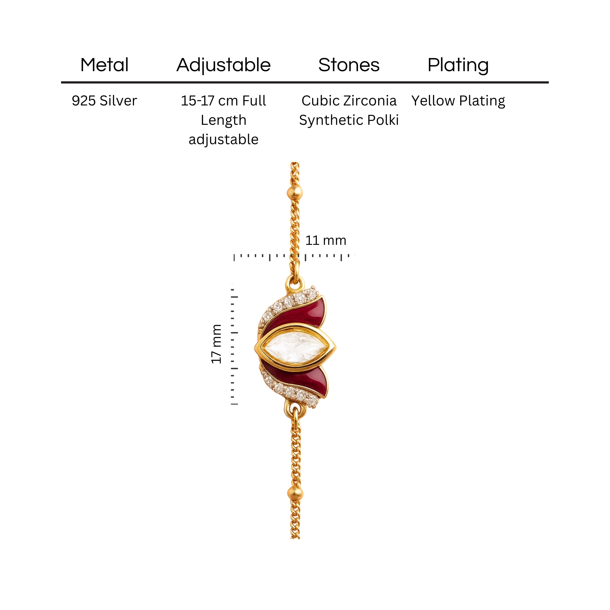 Ruby Bloom Polki Bracelet | 925 Silver 18K Gold Plated Jewellery