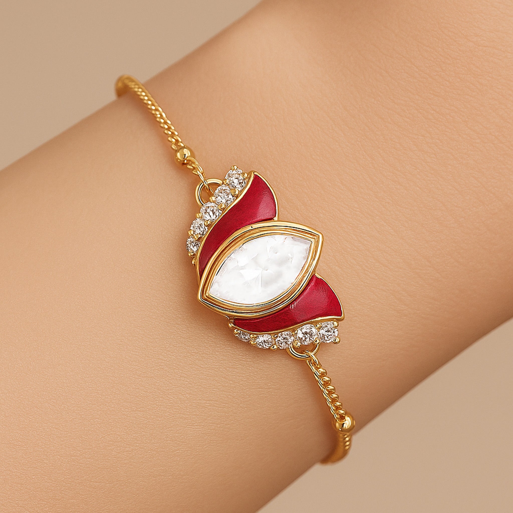Ruby Bloom Polki Bracelet | 925 Silver 18K Gold Plated Jewellery
