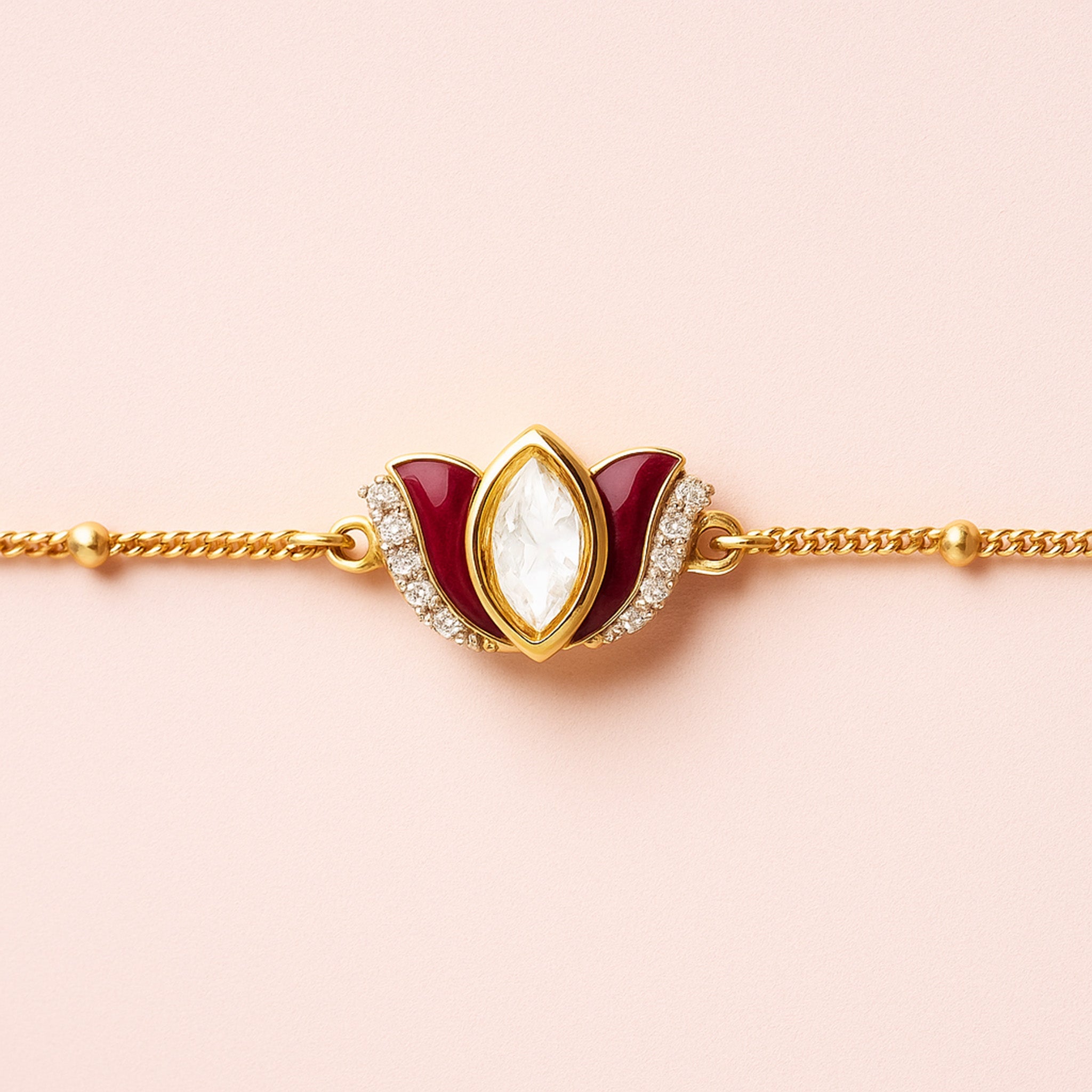 Ruby Bloom Polki Bracelet | 925 Silver 18K Gold Plated Jewellery