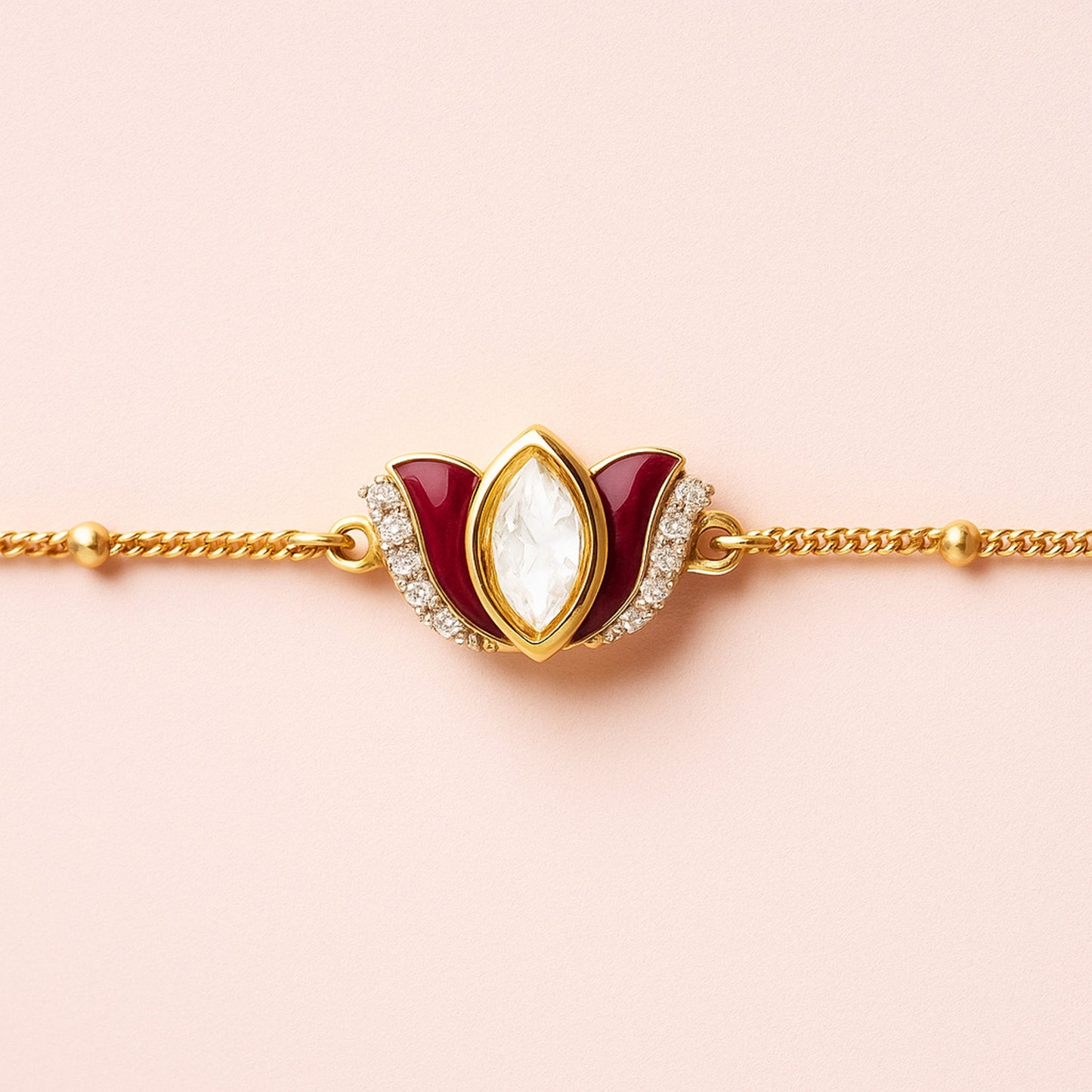Ruby Bloom Polki Bracelet | 925 Silver 18K Gold Plated Jewellery
