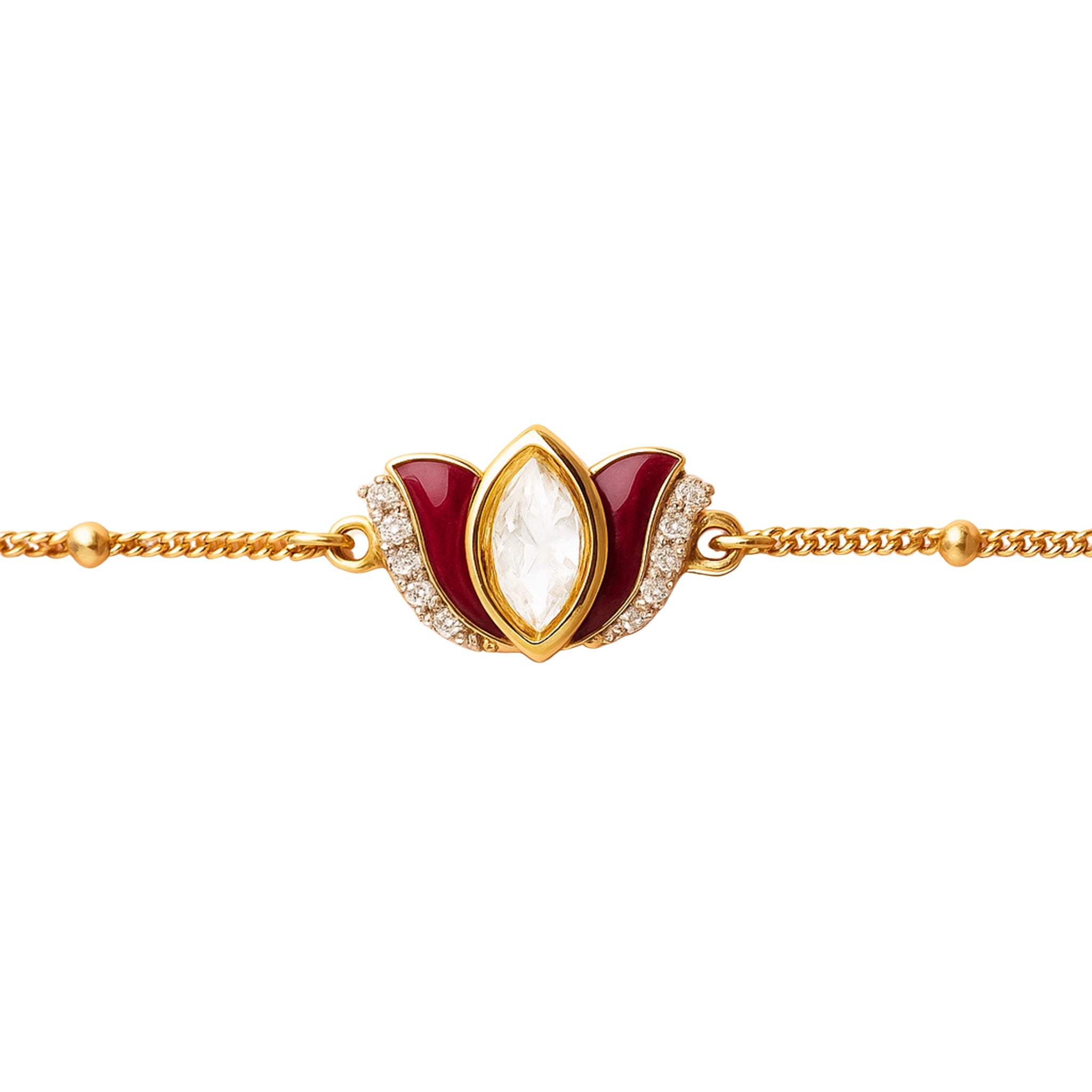 Ruby Bloom Polki Bracelet | 925 Silver 18K Gold Plated Jewellery