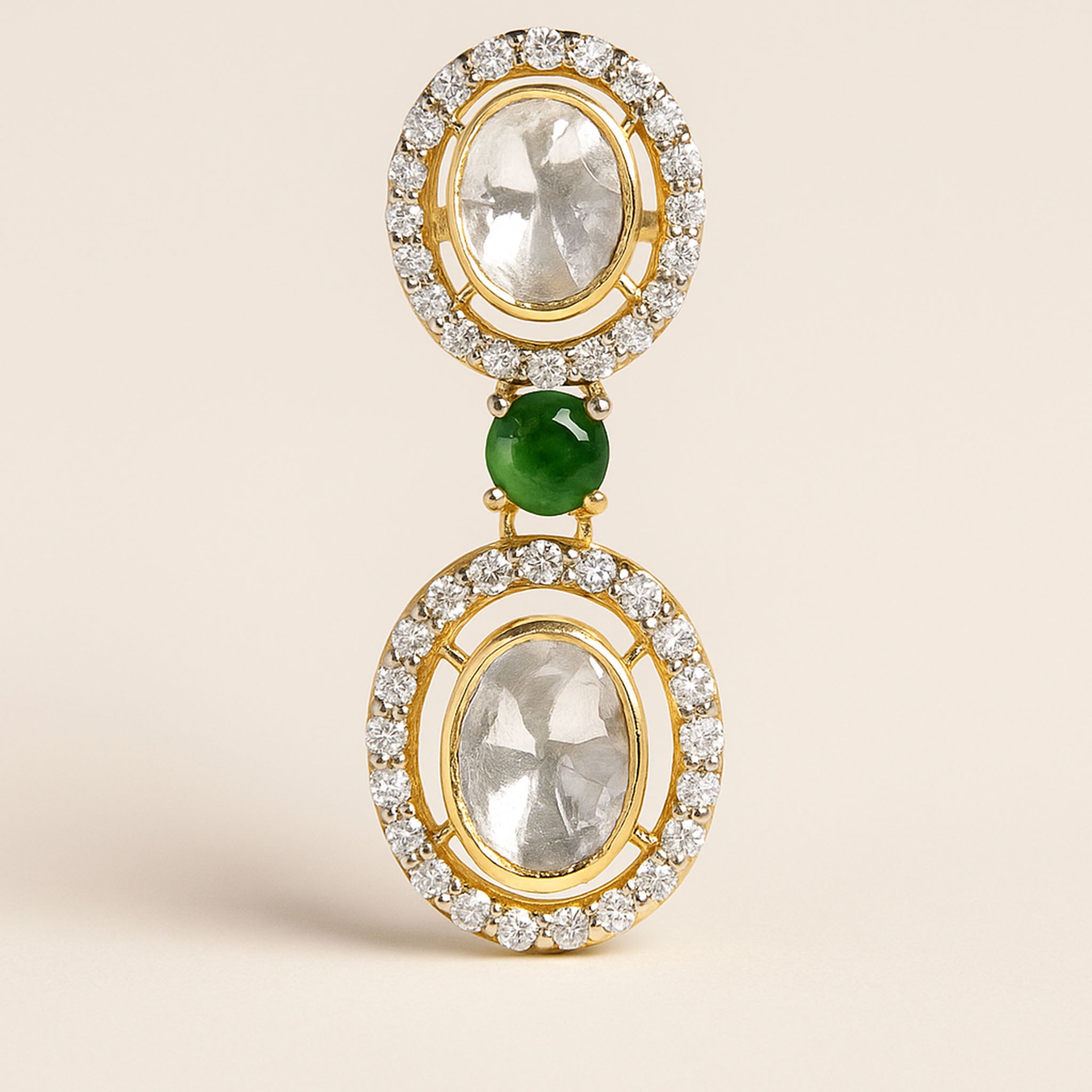 Emerald Charm Polki Earring | 925 Silver 18k Gold Plated Jewellery