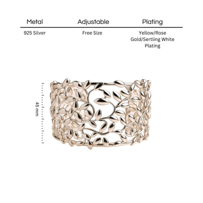 Elegant Vine Leaf Bracelet | 925 Silver 18k Gold Plated Jewellery
