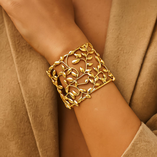 Elegant Vine Leaf Bracelet | 925 Silver 18k Gold Plated Jewellery