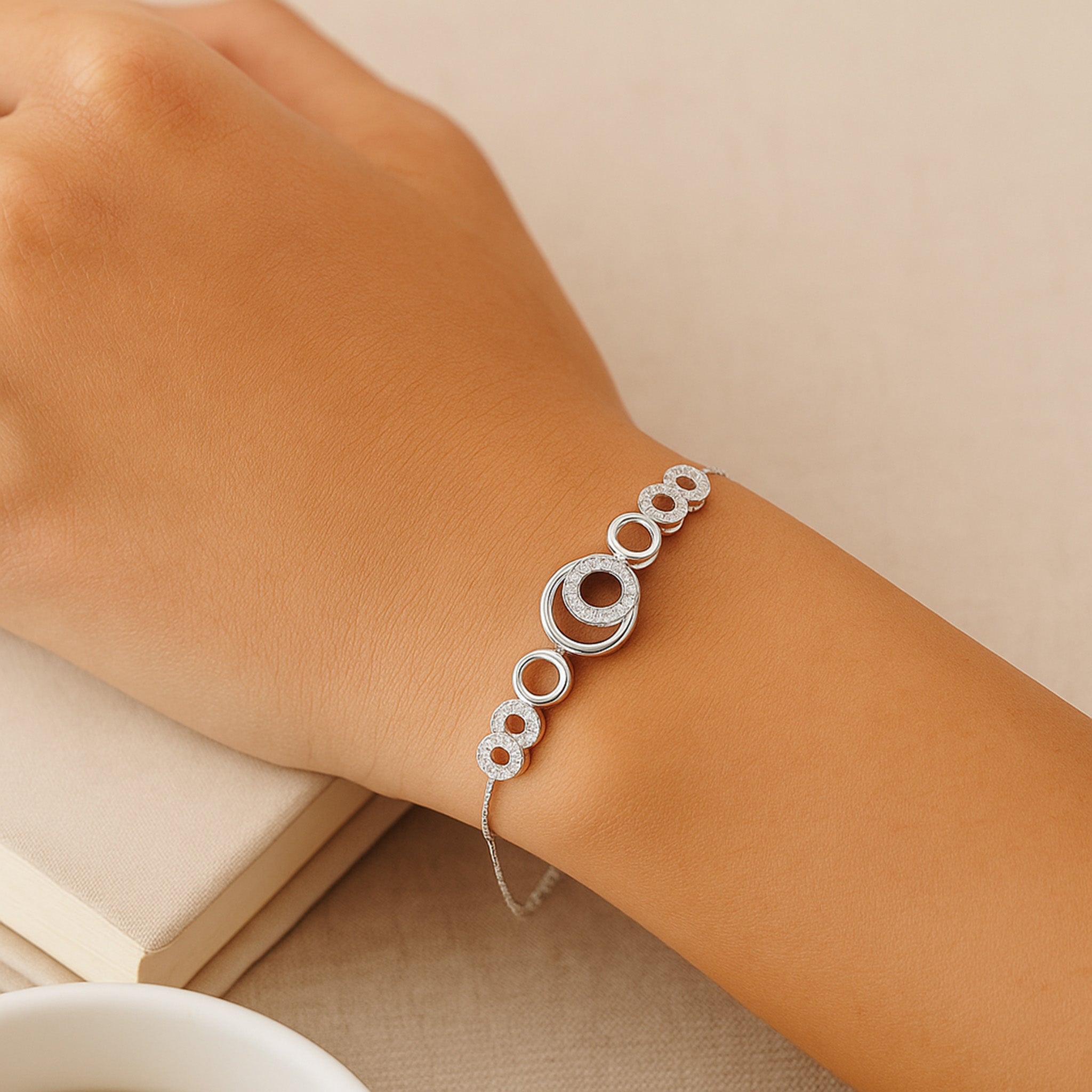 Geometric Grace Bracelet | Silver CZ Gold Plated Jewellery