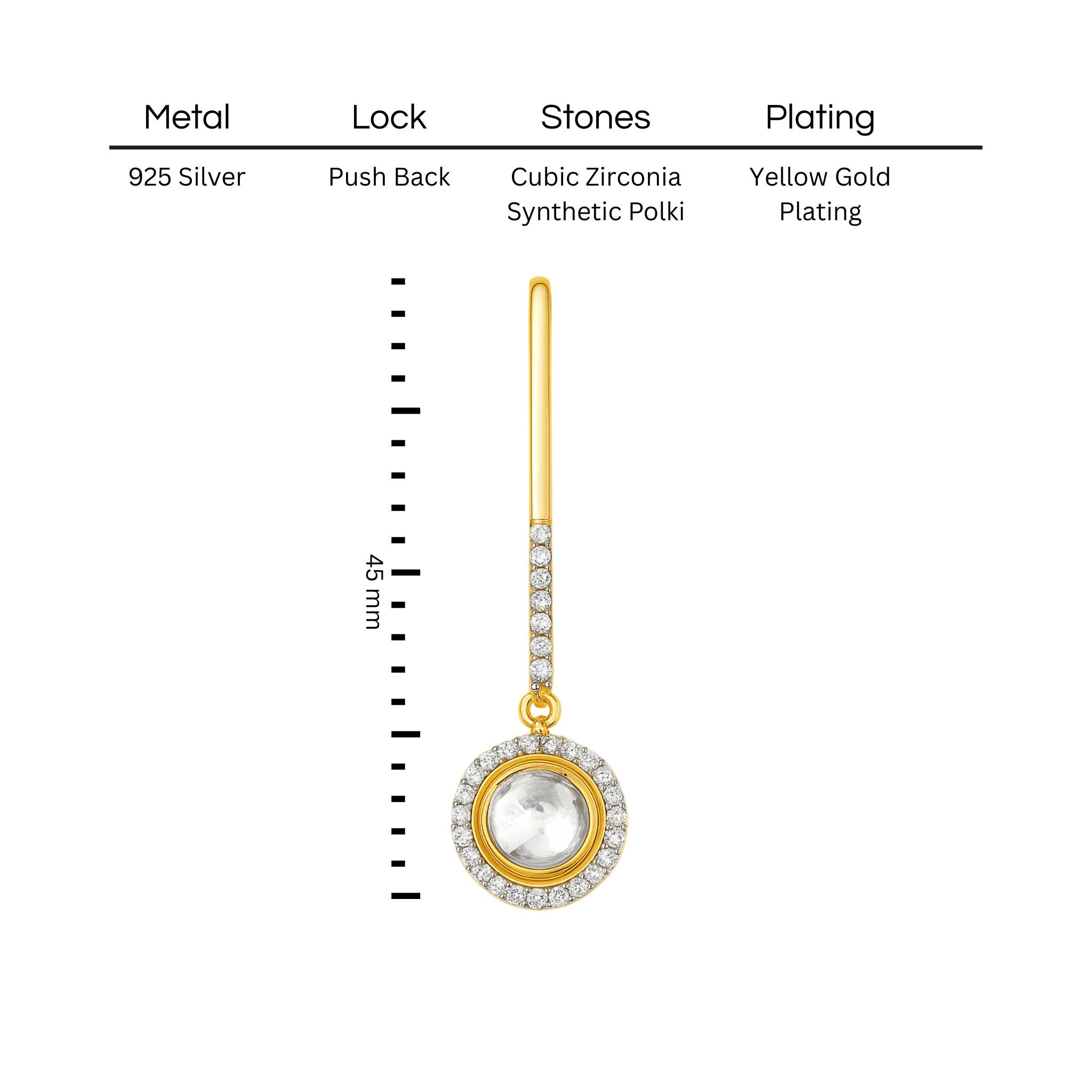 Golden Orbit Polki Earring | 925 Silver 18K Gold Plated Jewellery