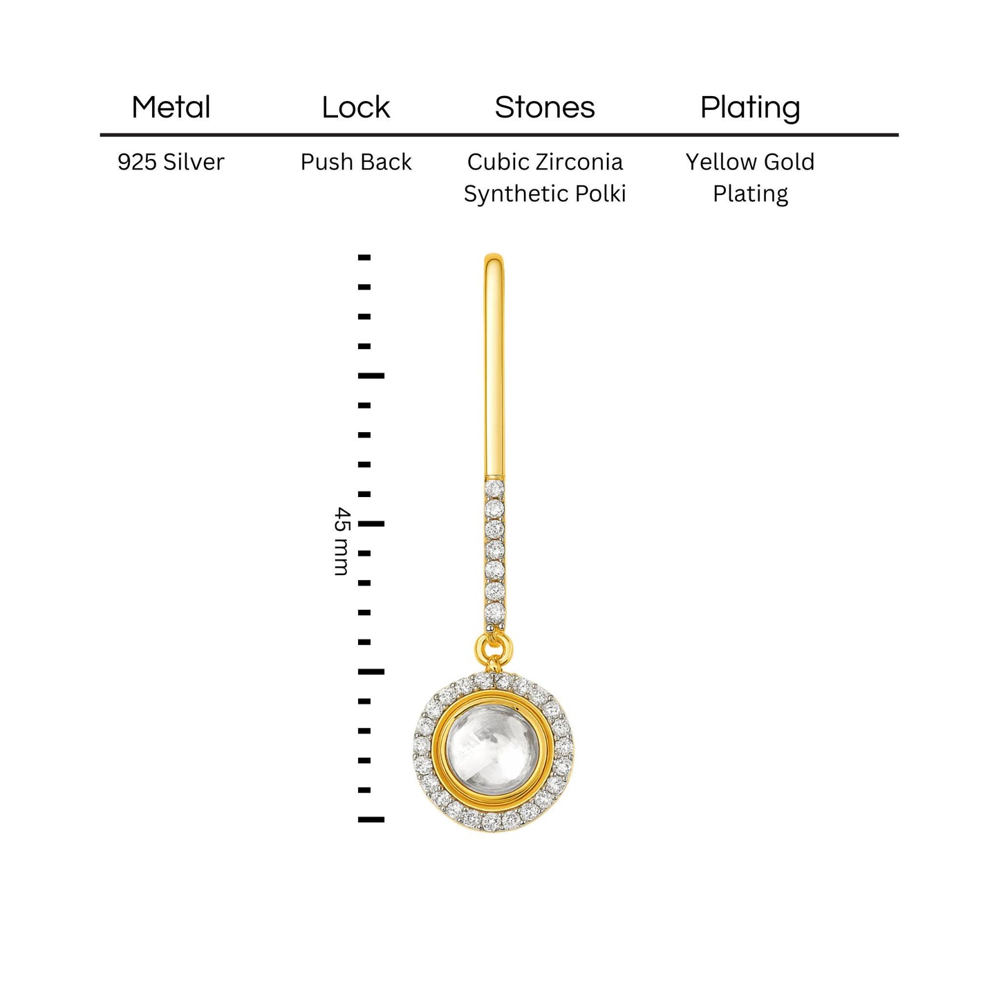 Golden Orbit Polki Earring | 925 Silver 18K Gold Plated Jewellery