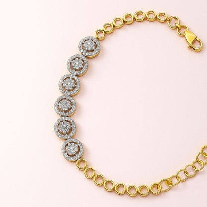 925 Silver Halo Cluster Silver Bracelet | 18k Gold Plated Jewellery